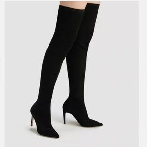 Coach Shea Over the Knee boots 8.5 Thigh High Suede Black heeled pointy toe